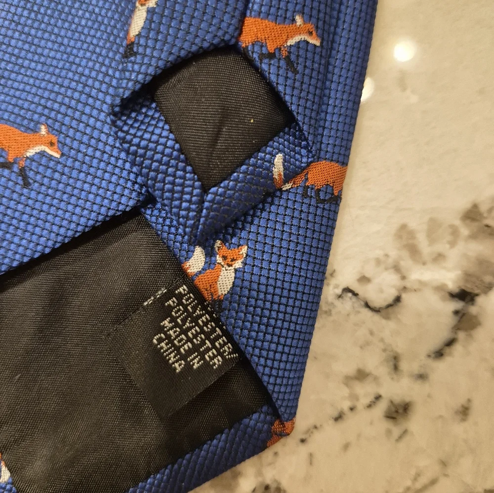 Lot of 2 BOYS Blue Fox and Navy Blue Pizza Novelty Ties